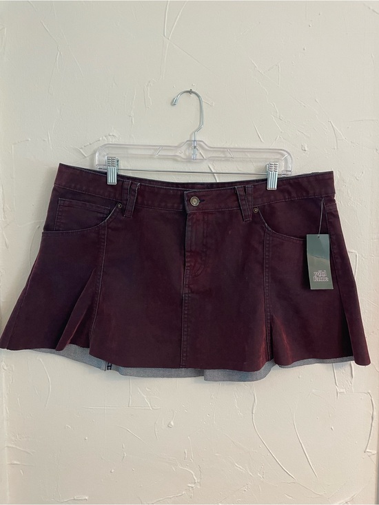 wild fable Dresses & Skirts - Flocked Denim Mini Skirt in Deep Burgundy
